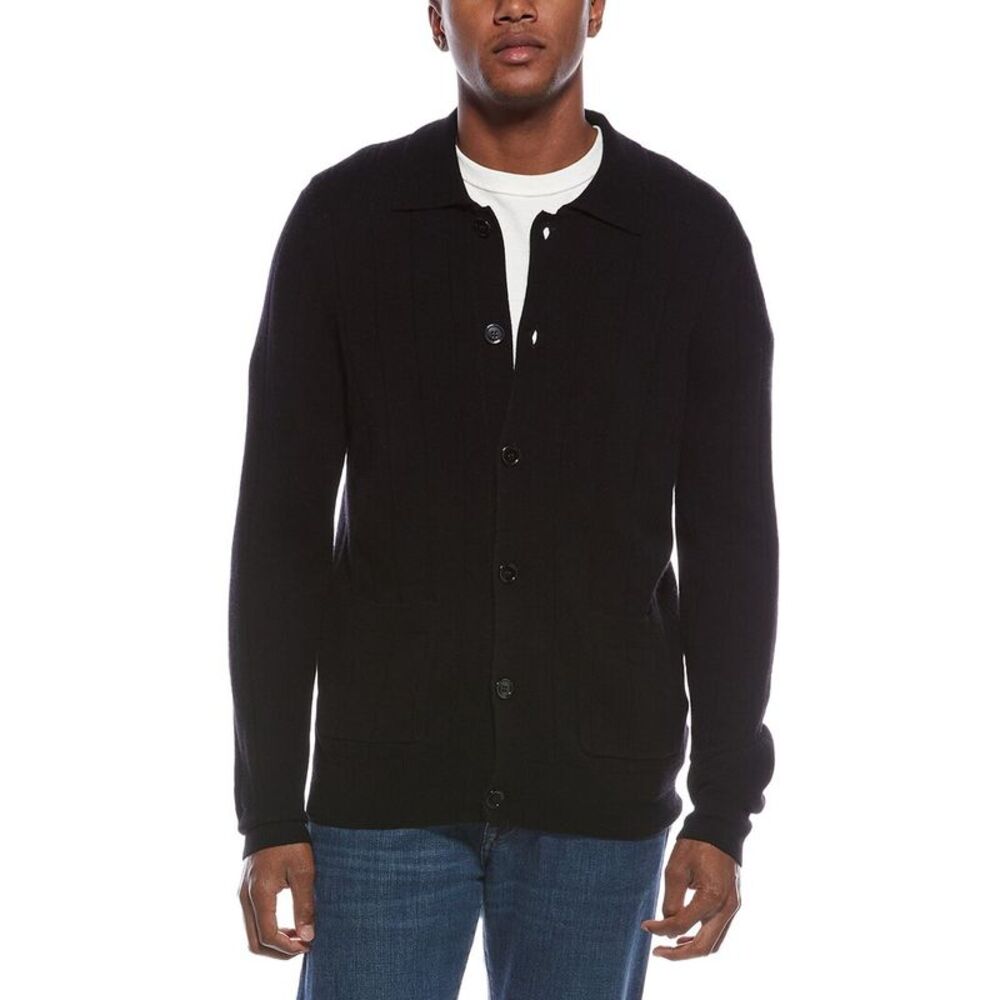 Kier + J Mens  Wool & Cashmere-Blend Cardigan, Black